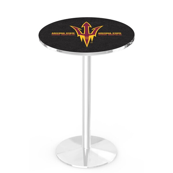 42" Chrome Arizona State Pub Table, Pitchfork, 36" dia. Top