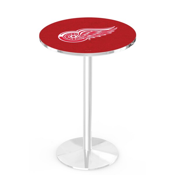 42" Chrome Detroit Red Wings Pub Table, 36" dia. Top