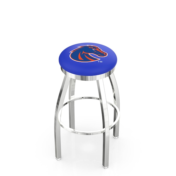 25" Chrome Boise State Swivel Bar Stool, Accent Ring