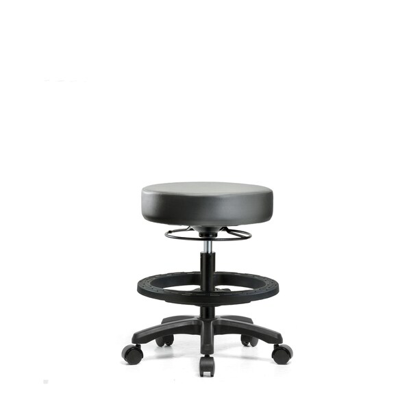 Vinyl Mini-Stool, Med Bench, BF, Casters, Sterling