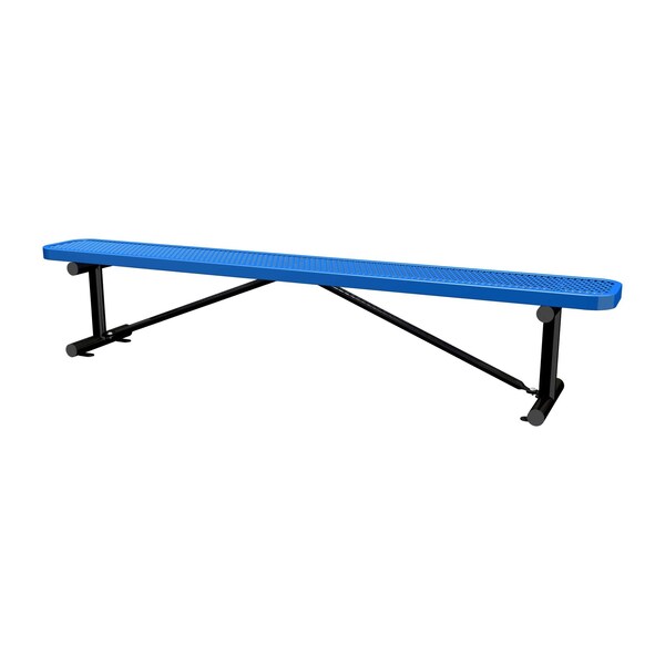 Bench w/o Back, Surface Mount, 8ft., Blue