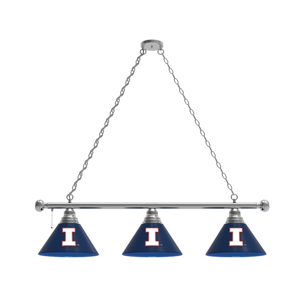 Illinois 3 Shade Billiard Light, Chrome Fixture