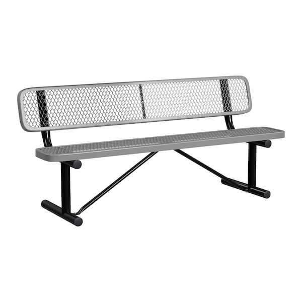 Bench/Back, Portable, 6ft., Gray