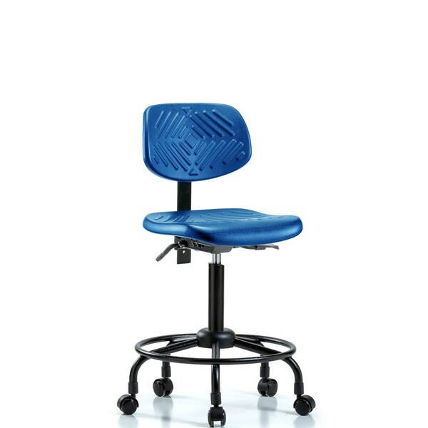 Poly Chair Round Tube Base, Med Bench, Tilt, Casters, Blue