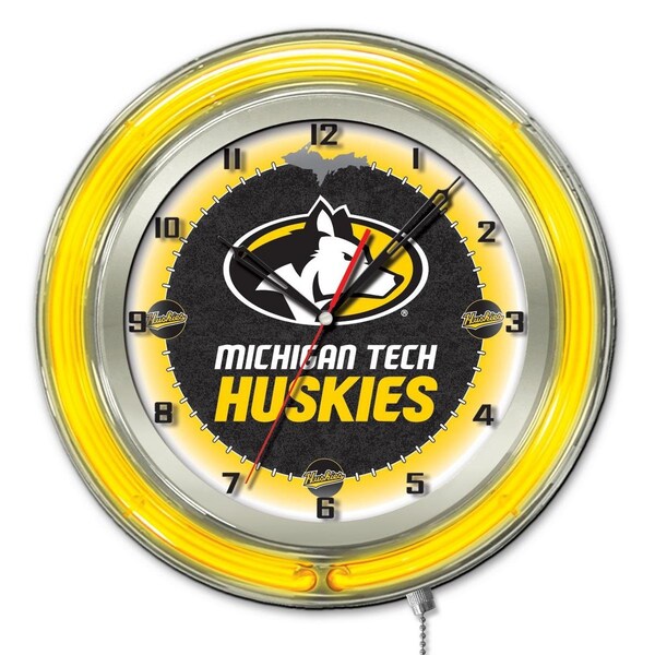 Michigan Tech University Double Neon 19" Clock