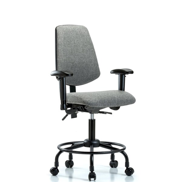 Desk Chair Fab Desk Chair, Med, Bk, RT, AA, Cast, Gry, Adjustable Arms, 21" to 26" Height, Fabric, Grey