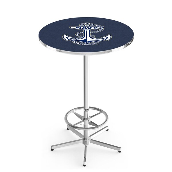 42" Chrome US Naval Academy NAVY Pub Table, 36" dia. Top