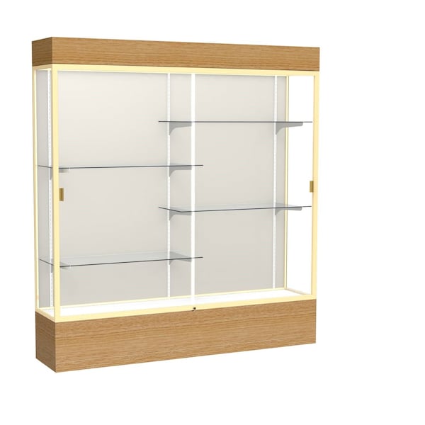 Lighted Floor Display Case 72x80x16, Plaque, Champange