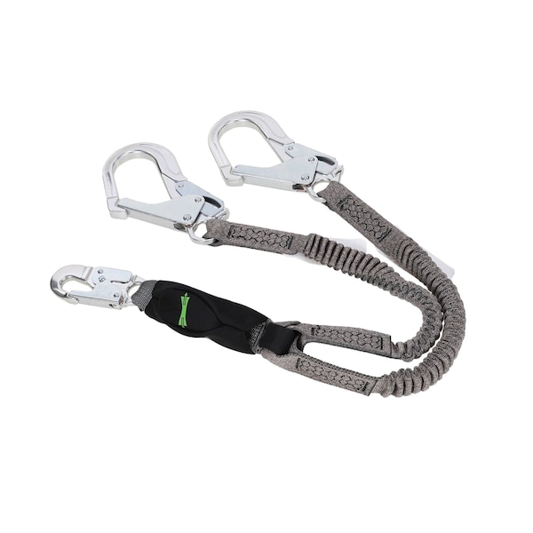 Lanyard, V-Series, Stretch, Twin-Leg, Energy Absorbing, 6 ft, 36CL Large Snaphooks