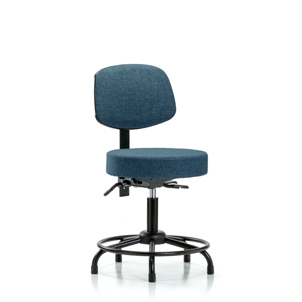 Desk Stool, Fabric, Bk, RT, Glides, Blu