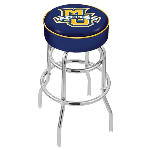 25" Marquette Cushion Seat, 2-Ring Chrome Swivel Bar Stool