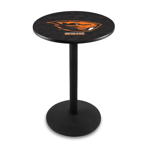 42" Blk Wrinkle Oregon State Pub Table, 36" dia. Top