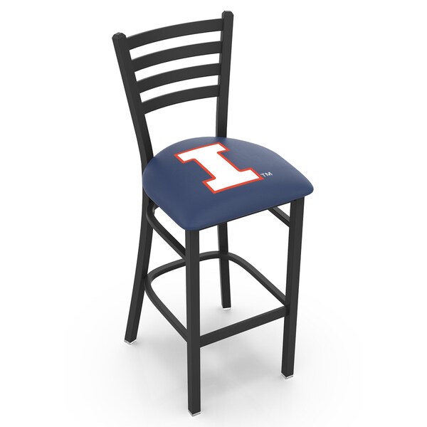 25" Blk Wrinkle Illinois Stationary Counter Stool, Ladder Back