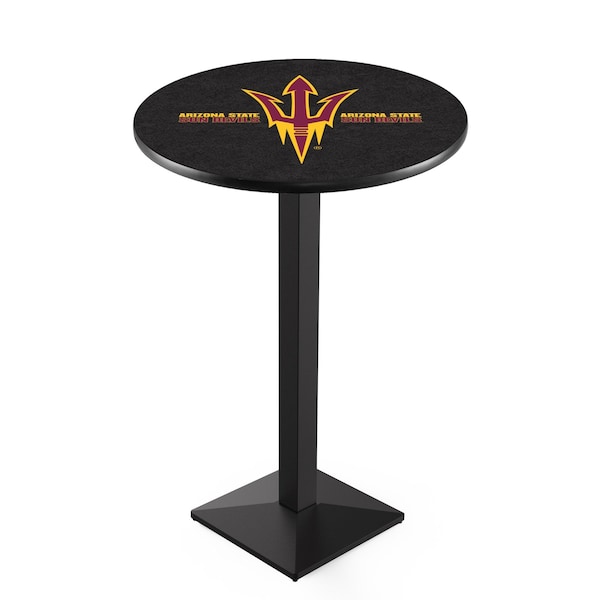 42" Blk Wrinkle Arizona State Pub Table, Pitchfork, 36" dia. Top