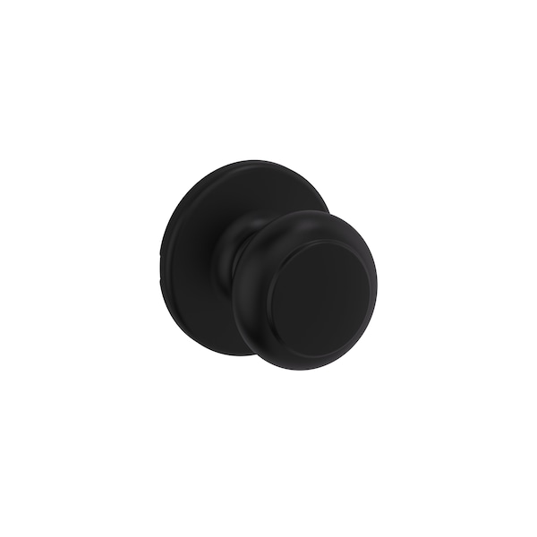 Cove Knob Passage Door Lock with New Chassis with 6AL Latch and RCS Strike Matte Black Finish