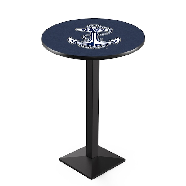 42" Blk Wrinkle US Naval Academy NAVY Pub Table, 36" dia. Top