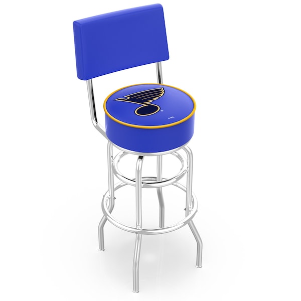 25" Chrome 2-Ring St Louis Blues Swivel Bar Stool, Back