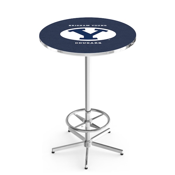 42" Chrome Brigham Young Pub Table, 36" dia. Top