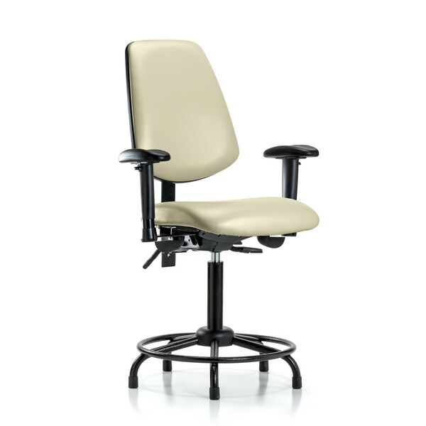 Medium Bench Chair Adjustable Arms, 22" to 29" Height, Vinyl, Adobe White
