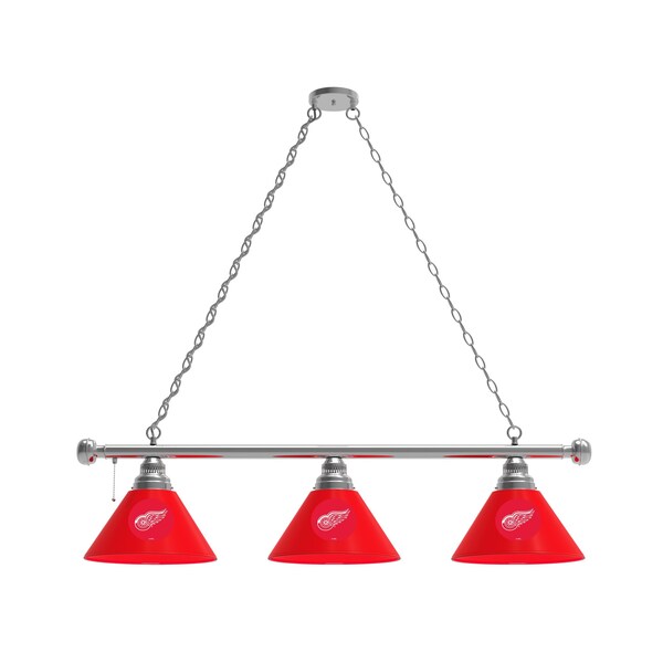 Detroit Red Wings 3 Shade Billiard Light, Chrome Fixture