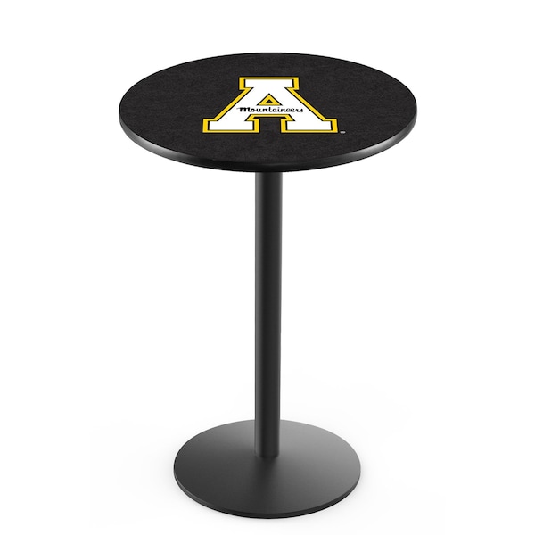 42" Blk Wrinkle Appalachian State Pub Table, 36" dia. Top