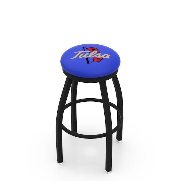 25" Blk Wrinkle Tulsa Swivel Bar Stool, Accent Ring