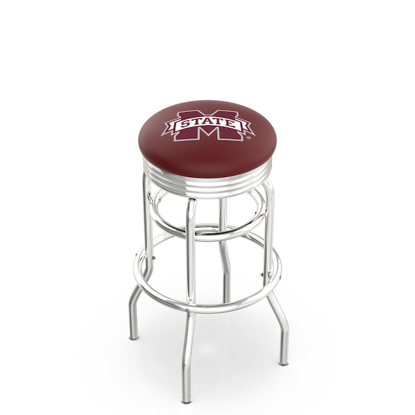 25" Chrome 2-Ring Mississippi State Swivel Bar Stool, Accent Ring
