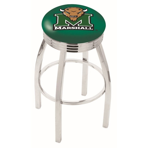 25" Chrome Marshall Swivel Bar Stool, Accent Ring
