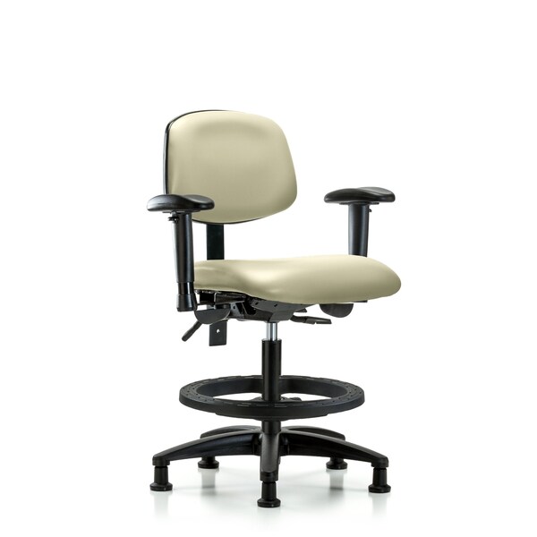 Medium Bench Chair Chair, Vin, Med Ben, Tilt AA BF Glides, Wht, Adjustable Arms, 22" to 29" Height