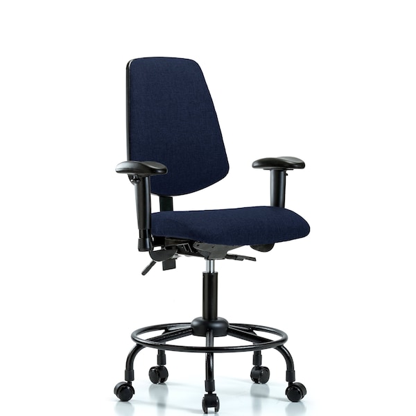 Desk Chair Fab Desk Chair, Med, Bk, RT, Cast, Navy, Adjustable Arms, 21" to 26" Height, Fabric