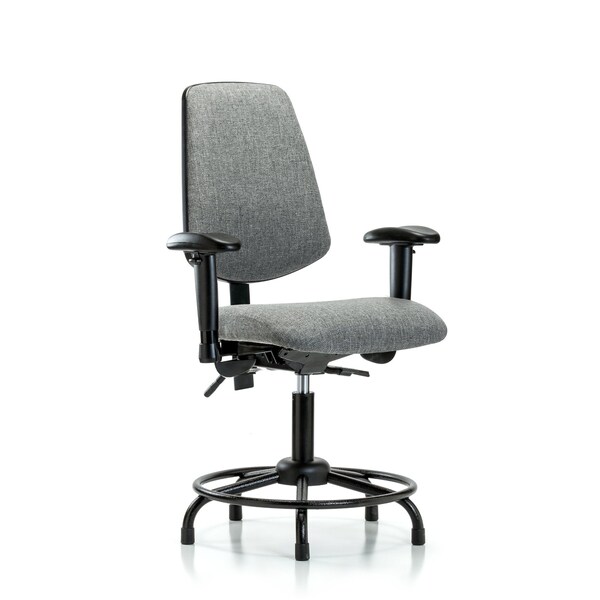 Desk Chair Fab Desk Chair, Med, Bk, RT, Glds, Gry, Adjustable Arms, 19" to 24" Height, Fabric, Grey