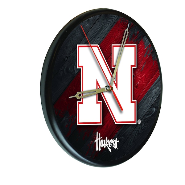 University of Nebraska 13" Solid Wood Clock