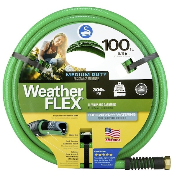 100 ft L Garden Hose, Vinyl Tube, Green