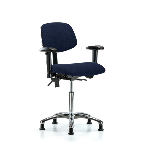 Medium Bench Chair Chair, Fab, Med Ben, Chr Tilt AA Glides, Nav, Adjustable Arms, 22" to 29" Height