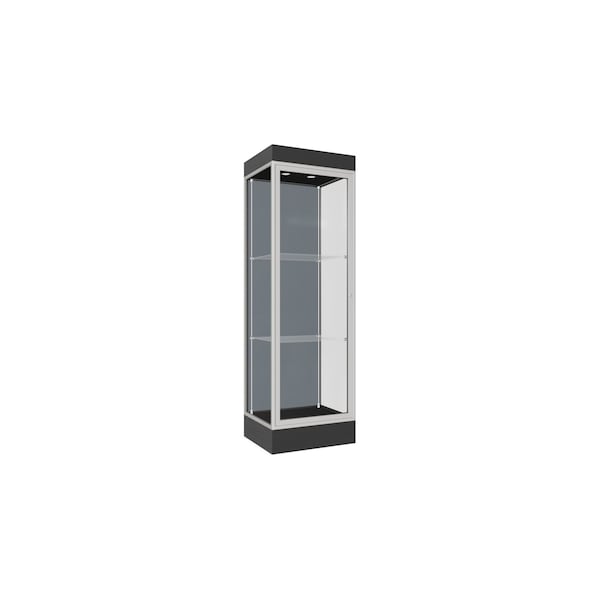 Lighted Floor Display Case 24x76x20, 6" Base, Satin