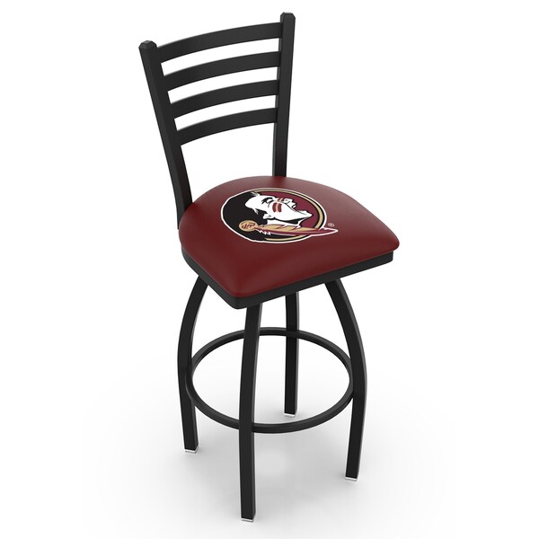 25" Blk Wrinkle Florida State Head Swivel Bar Stool, Ladder Back