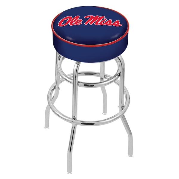 25" Ole' Miss Cushion Seat, 2-Ring Chrome Swivel Bar Stool