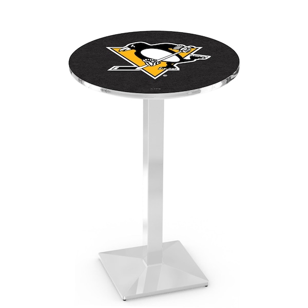42" Chrome Pittsburgh Penguins Pub Table, 36" dia. Top