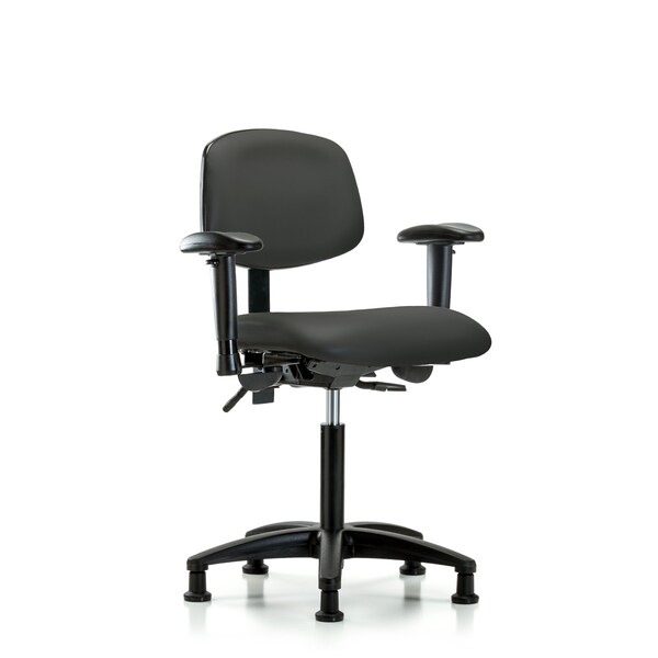 Chair, Vinyl, Med Bench, Tilt AA Glides, Gry, 6-Way Adjustable, 22" to 29" Height, Charcoal