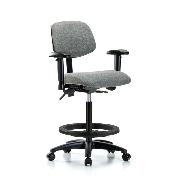 Chair, Fab, Hi Bench, Tilt AA BF Cast, Gry, 6-Way Adjustable, 26" to 35-1/2" Height, Grey