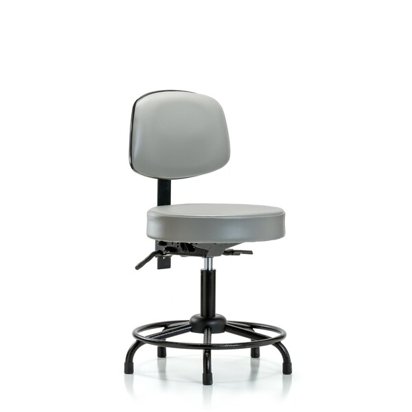 Desk Stool, Vinyl, Bk, RT, Tilt, Glides, Dov