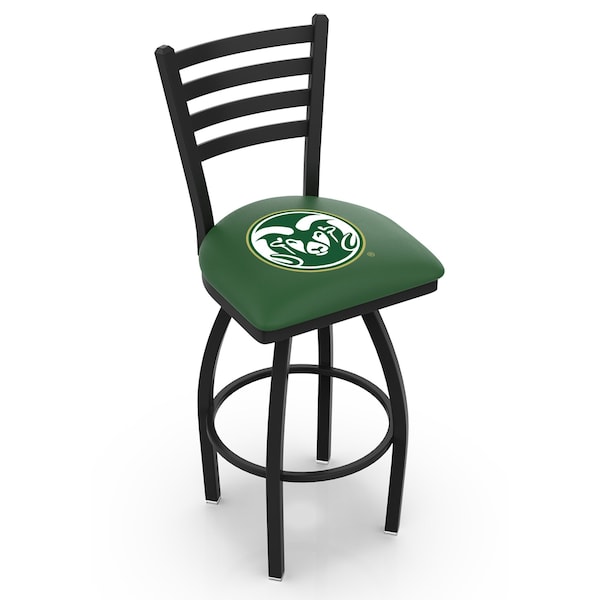25" Blk Wrinkle Colorado State Swivel Bar Stool, Ladder Back