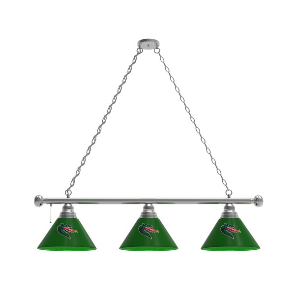 UAB 3 Shade Billiard Light, Chrome Fixture