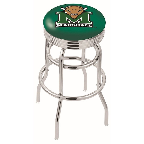 25" Chrome 2-Ring Marshall Swivel Bar Stool, Accent Ring