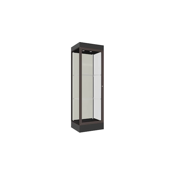 Lighted Floor Display Case 24x76x20, 6" Base, Bronze