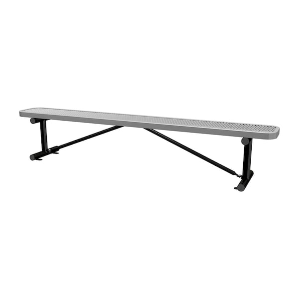 Bench w/o Back, Surface Mount, 8ft., Gray