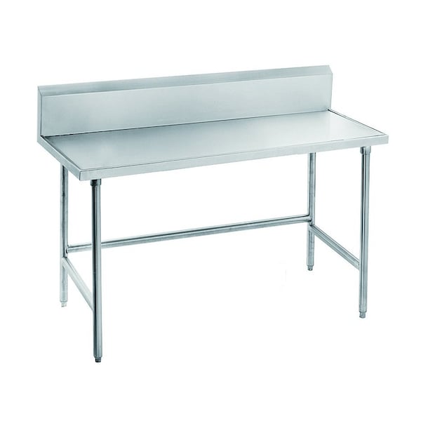 Work Table 96 in.W x 36 in.D 16 gauge 430 stainless steel top with 5 in.H backsplash