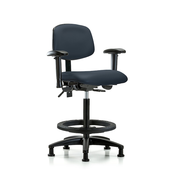 Chair, Fab, Hi Bench, Tilt BF Casters, Bur, 6-Way Adjustable, 26" to 35" Height, Imperial Blue