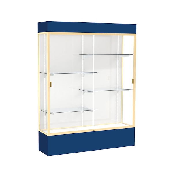 Lighted Floor Display Case 60x80x16, White, Champange