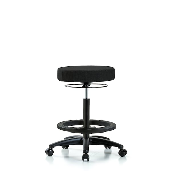 Bench Stool, Hi, Fabric, BF, Casters, Blk